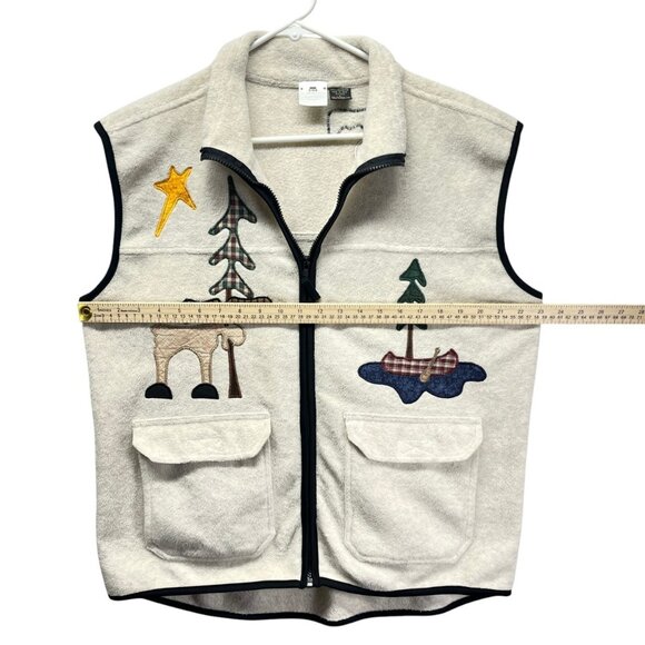 The Briar patch Country Apparel large Cream Fleece Zip Up Embroidery Moose Tree - Picture 10 of 11